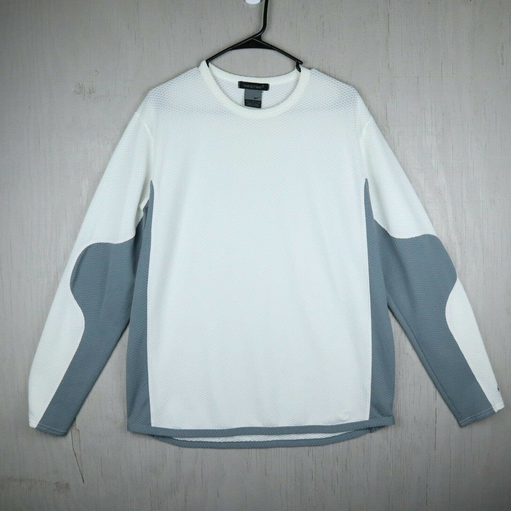 Nike Sphere Athletic Long Sleeve Top Mens Size L White Gray